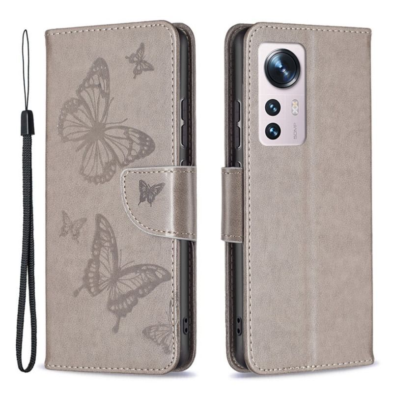 Housse Xiaomi 12 / 12X / 12 X Papillons à Lanière