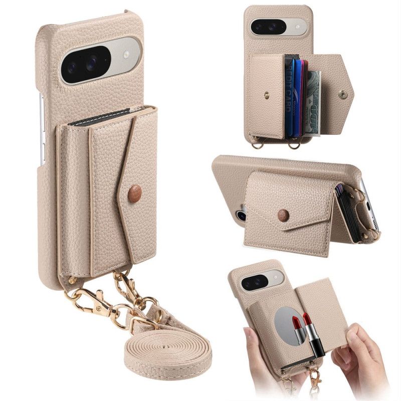 Coque Google Pixel 10 / 9 Porte-Cartes, Miroir et Bandoulière