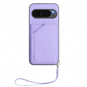Coque Google Pixel 10 / Pixel 10 Pro Effet Cuir avec Porte-Cartes et Lanière