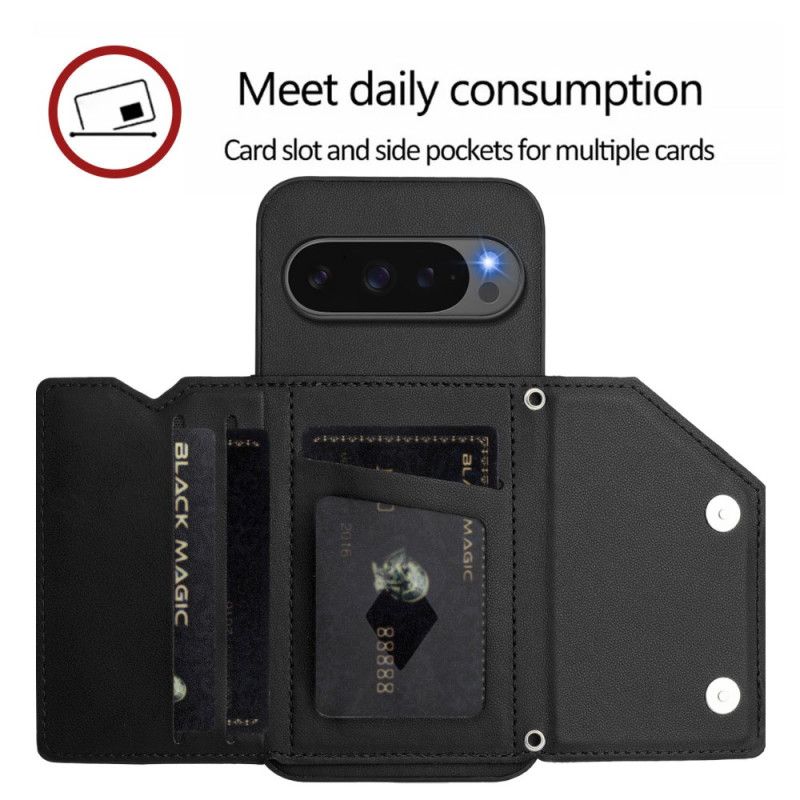 Coque Google Pixel 10 / Pixel 10 Pro Effet Cuir avec Porte-Cartes et Lanière