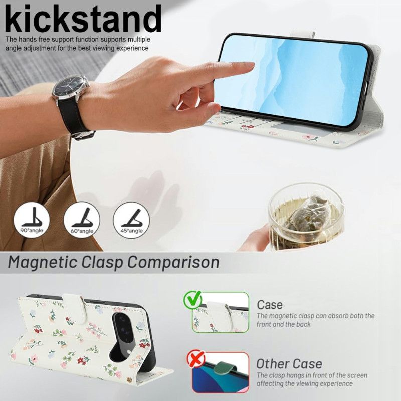 Housse Google Pixel 10 / 10 Pro Fleurettes à Lanière