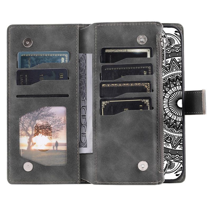 Housse Google Pixel 10 / Pixel 10 Pro Portefeuille Effet Daim Mandala