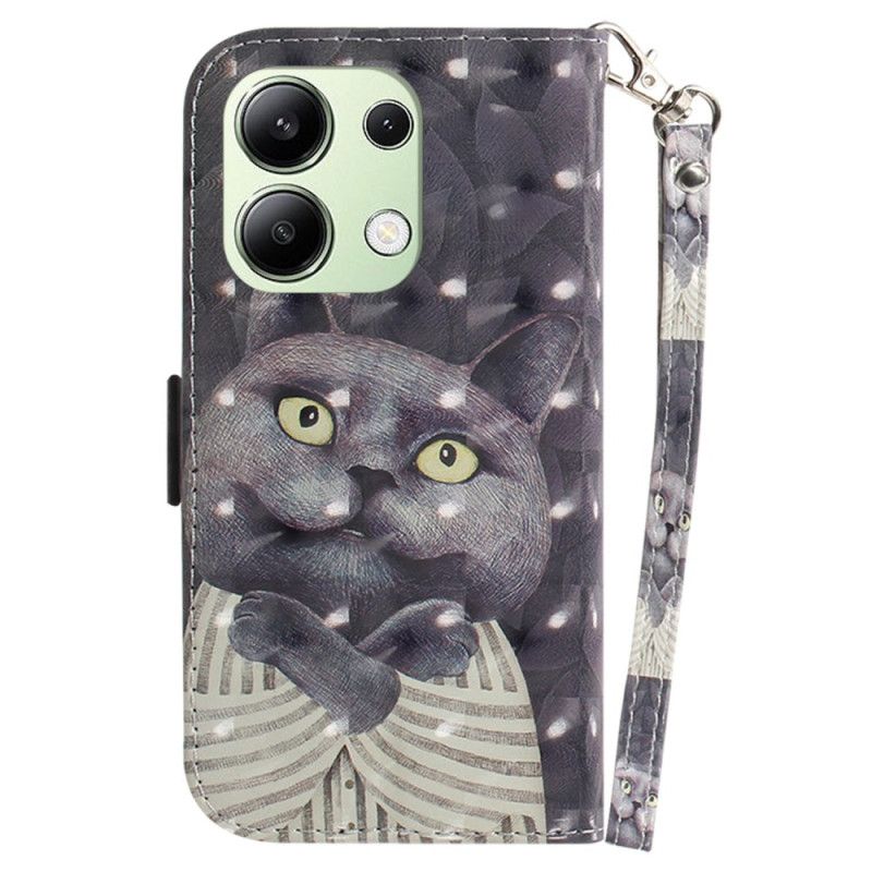 Housse Xiaomi Redmi Note 13 4G Chat Gris à Lanière