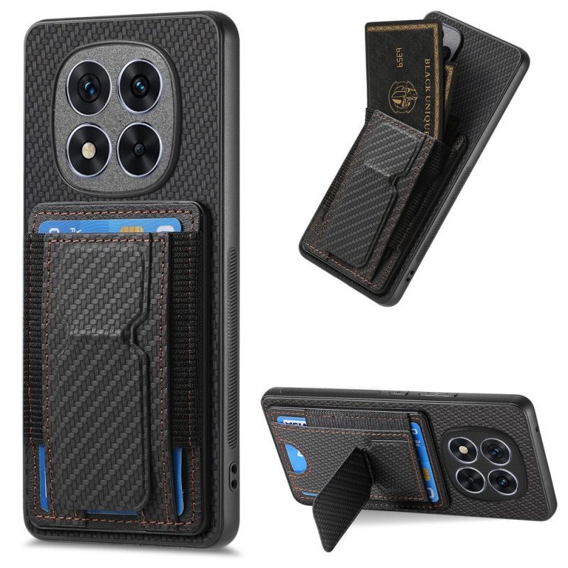 Coque Xiaomi Redmi Note 14 Pro 5G / Poco X7 Fibre Carbone Support et Porte-cartes