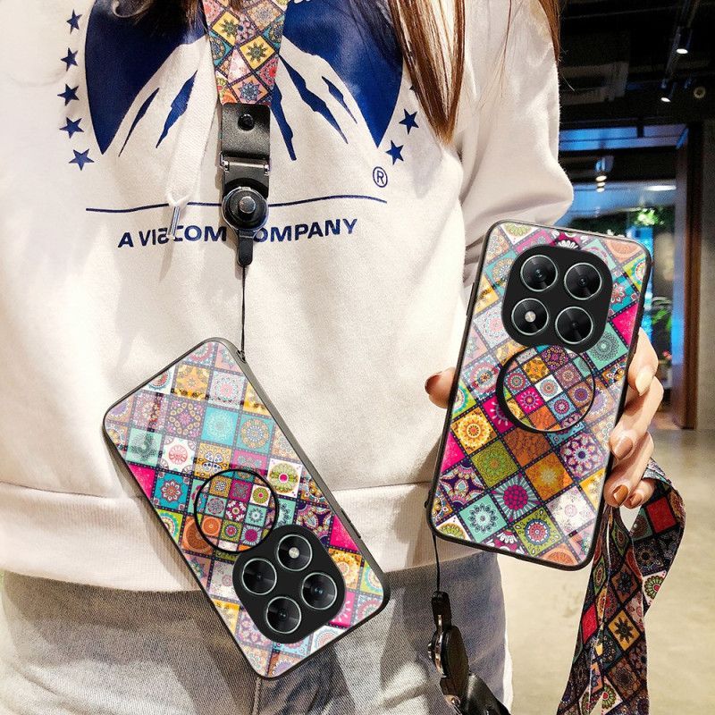 Coque Xiaomi Redmi Note 14 Pro 5G / Poco X7 5G Lanière et Anneau-Support Patchwork