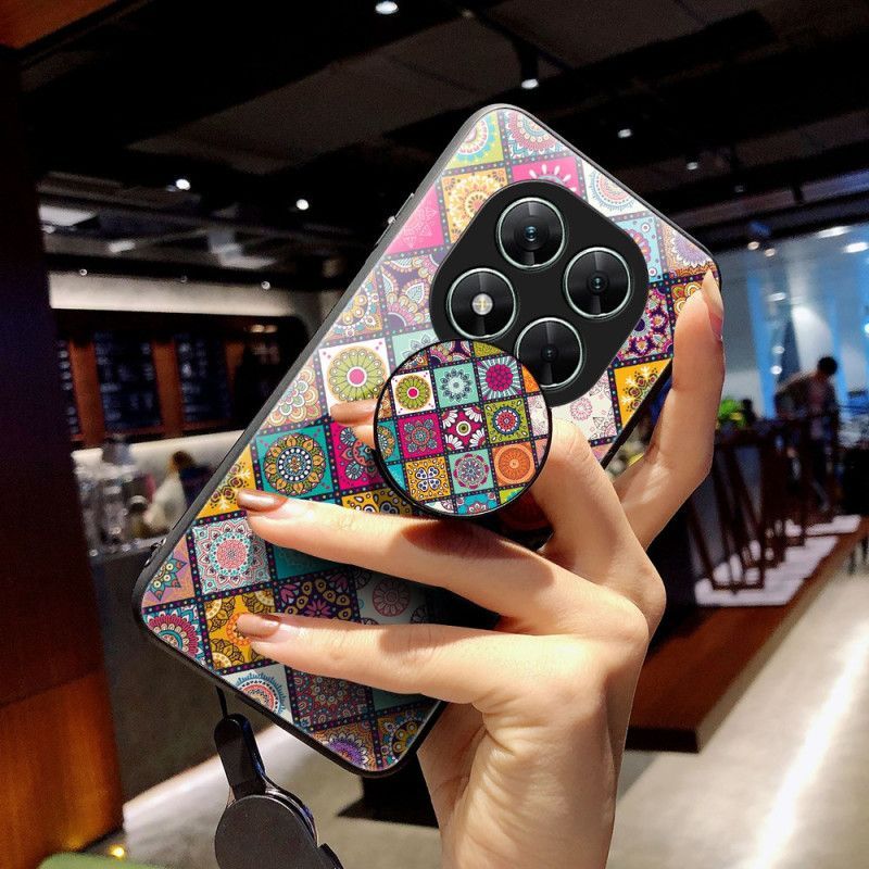 Coque Xiaomi Redmi Note 14 Pro 5G / Poco X7 5G Lanière et Anneau-Support Patchwork