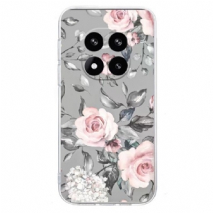 Coque Xiaomi Redmi Note 14 Pro 5G / Poco X7 Motif Floral sur Fond Gris