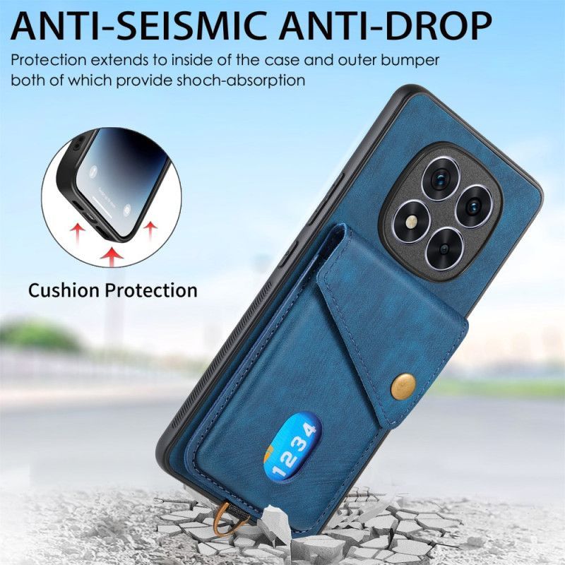 Coque Xiaomi Redmi Note 14 Pro 5G / Poco X7Effet Cuir Porte-cartes et Lanière