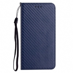 Flip Cover Xiaomi Redmi Note 14 Pro Plus 5G / 14 Pro 5G / Poco X7 Fibre Carbone à Lanière