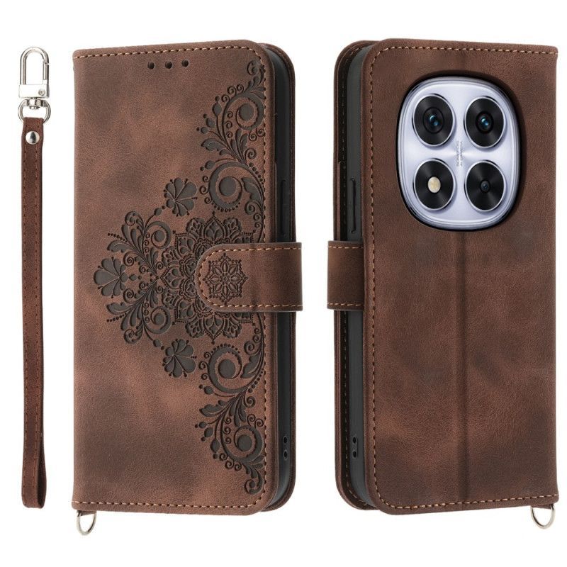 Housse Xiaomi Redmi Note 14 Pro 5G / Poco X7 Motif Dentelle avec Lanière et Bandoulière