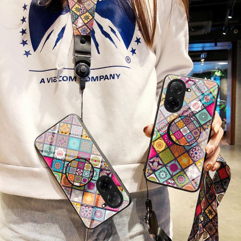 Coque Poco C71 Support et Lanière Patchwork