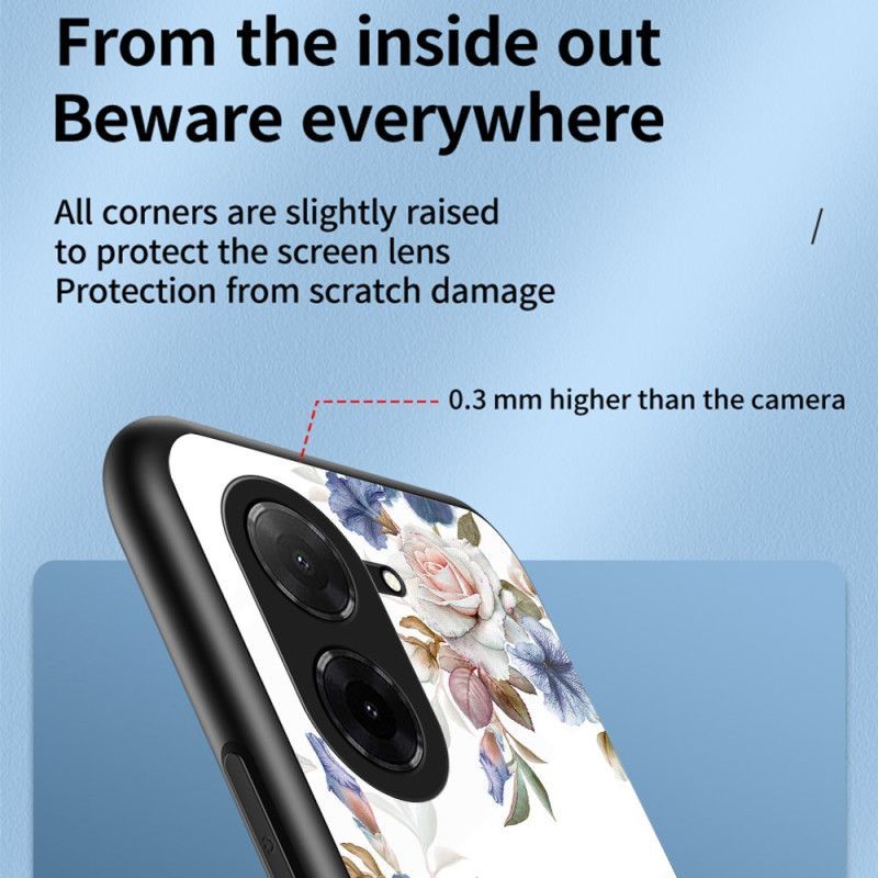 Coque Poco C71 Verre Trempé Florale