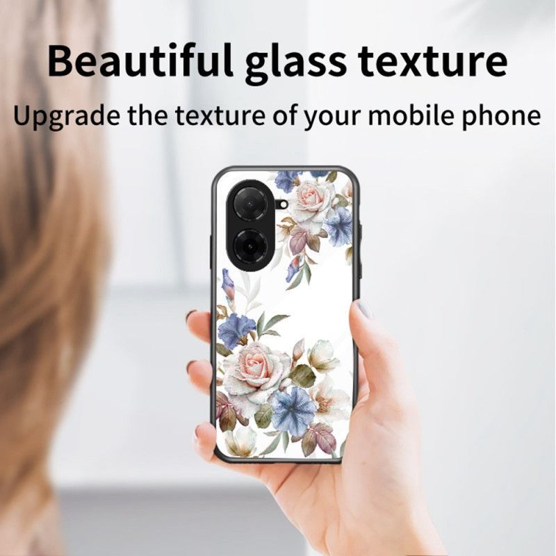 Coque Poco C71 Verre Trempé Florale