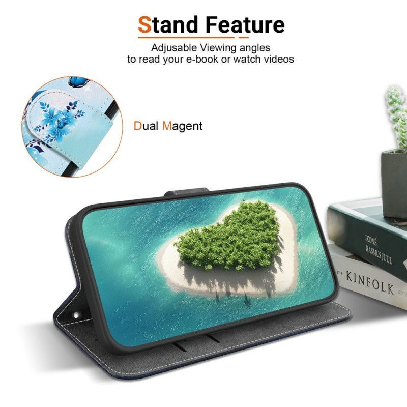 Housse Poco C71 Papillons Bleus