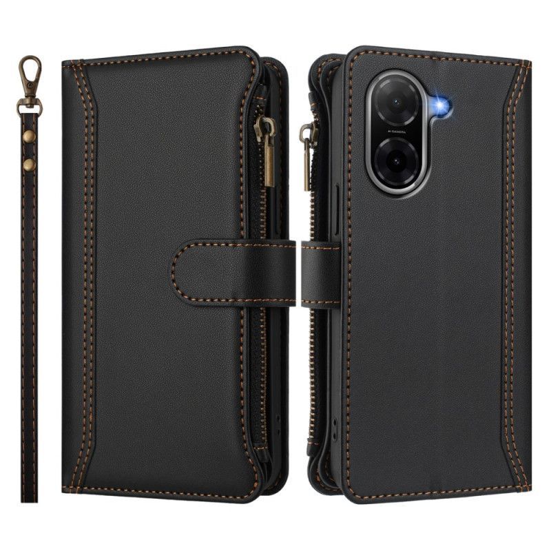 Housse Poco C71 Portefeuille 9 Porte-Cartes à Lanière