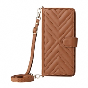 Housse Poco C71 Portefeuille Matelassé avec Lanière et Bandoulière