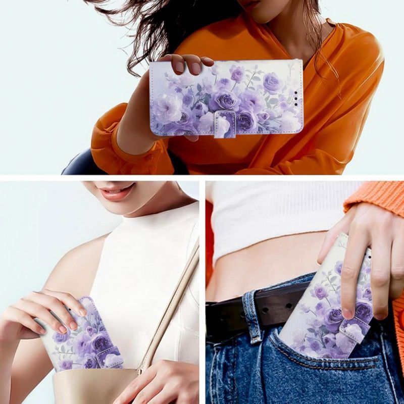 Housse Poco C71 Roses Violettes