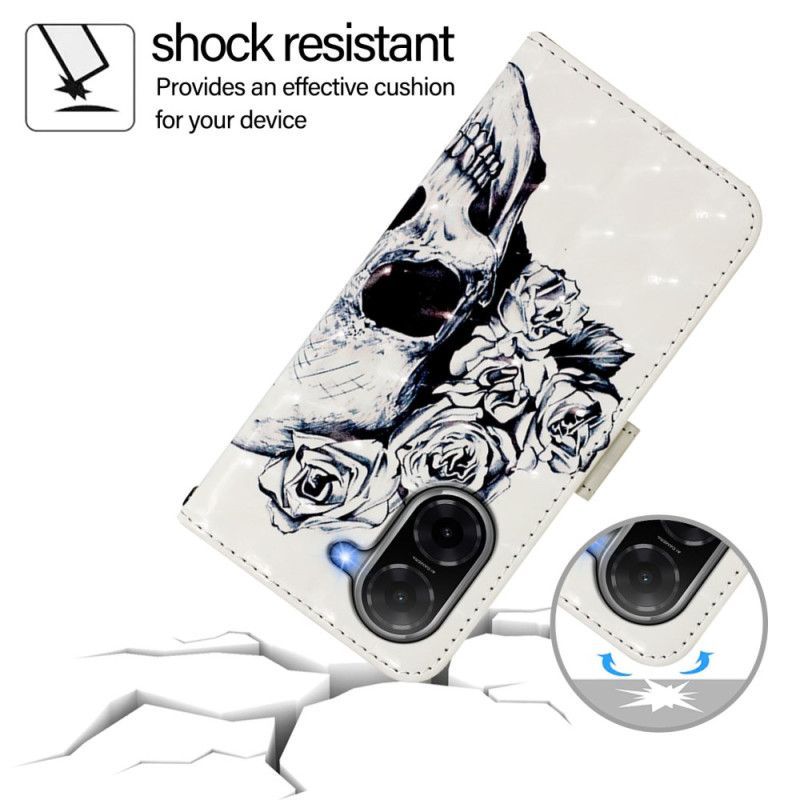 Housse Poco C71 Tête de Mort Fleurie