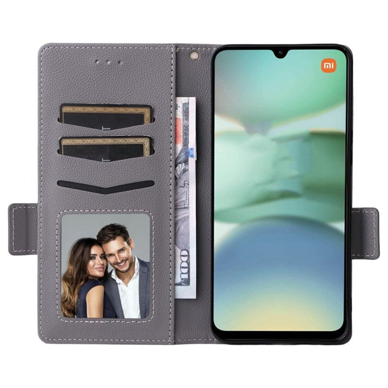 Housse Poco C71 Texture Litchi à Lanière