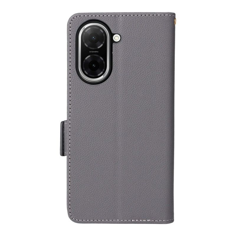 Housse Poco C71 Texture Litchi à Lanière