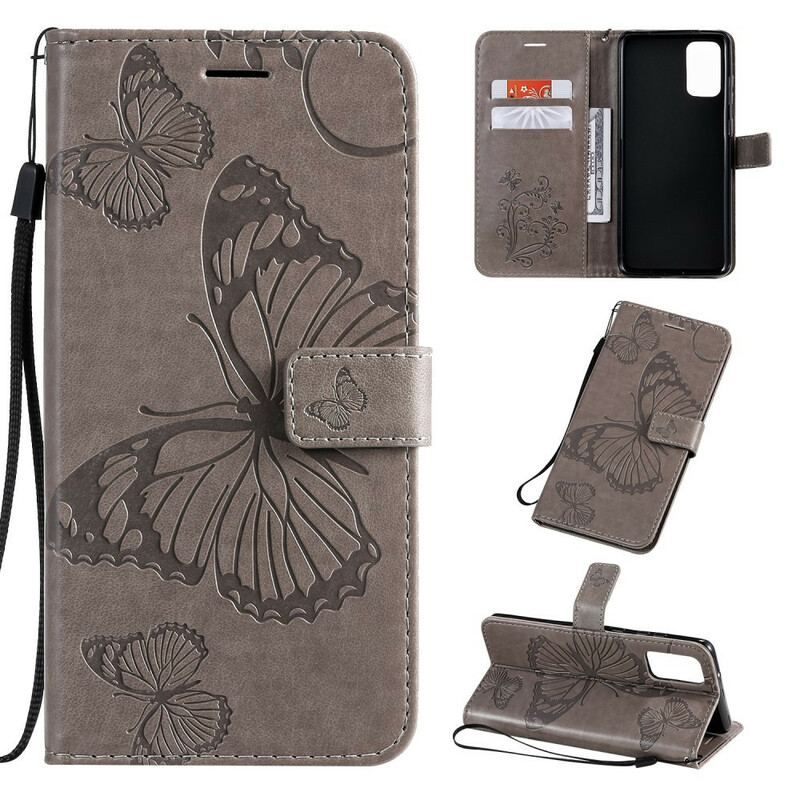 Housse Samsung Galaxy S20 Plus / S20 Plus 5G Papillons Géants à Lanière