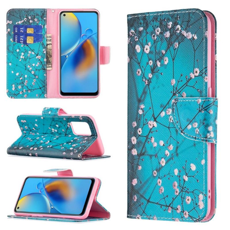Housse Oppo A74 4G branches fleuries
