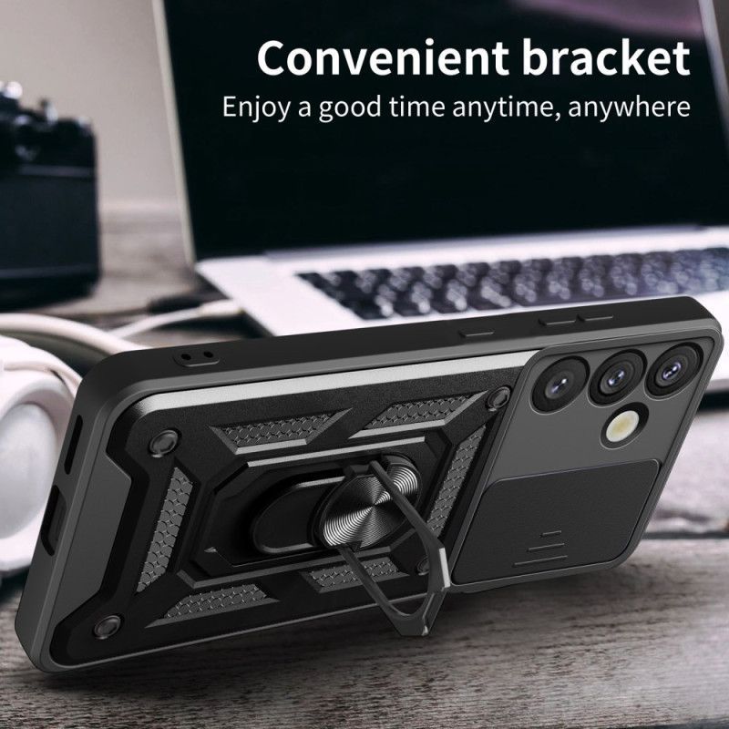 Coque Samsung Galaxy S25 5G Couvercle Coulissant pour Caméra et Support