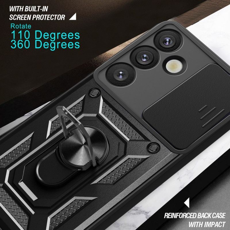 Coque Samsung Galaxy S25 5G Couvercle Coulissant pour Caméra et Support