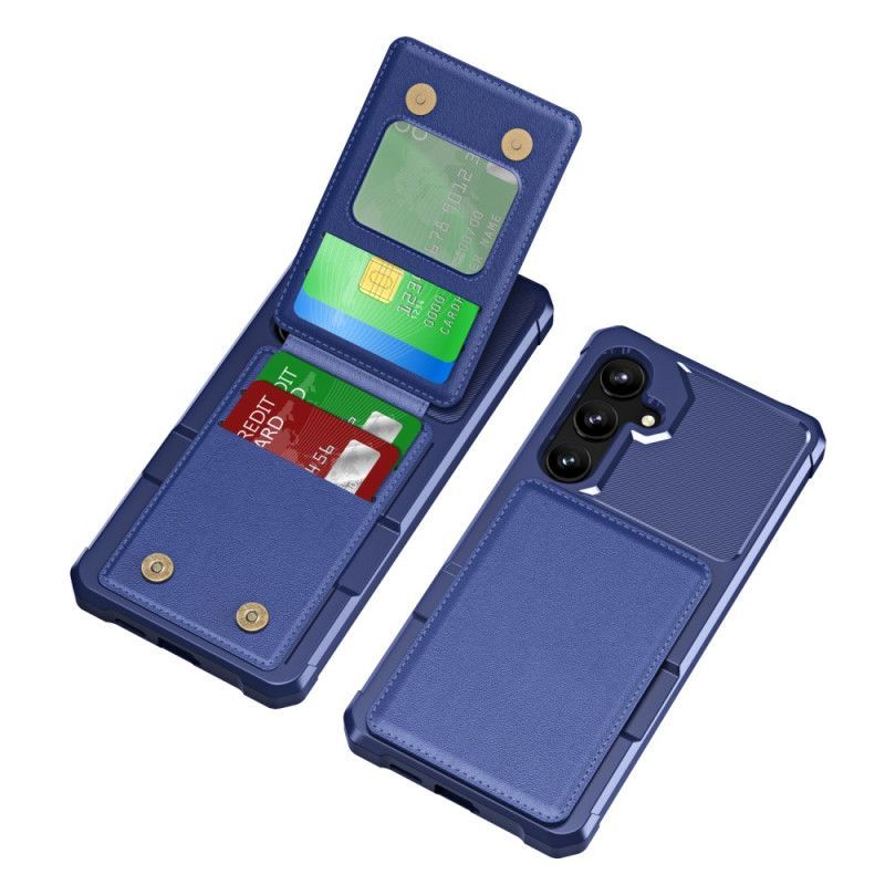 Coque Samsung Galaxy S25 5G Porte-Cartes et Support Effet Métal