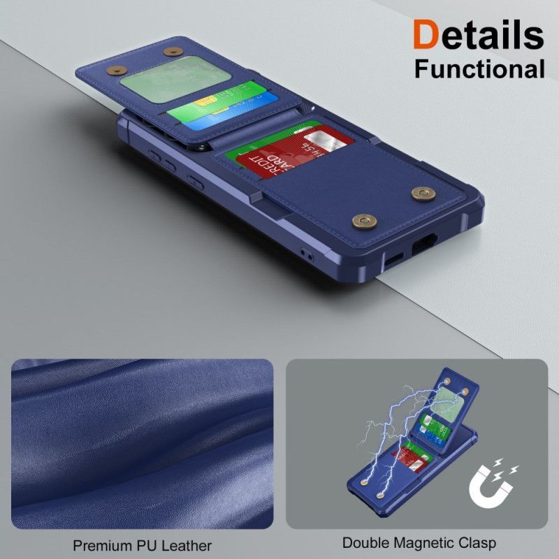 Coque Samsung Galaxy S25 5G Porte-Cartes et Support Effet Métal