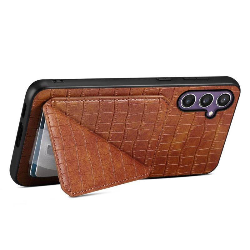 Coque Samsung Galaxy S25 5G Porte-Cartes Texture Crocodile