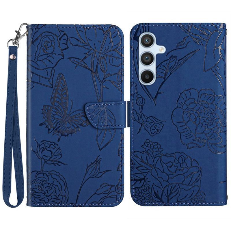 Housse Samsung Galaxy S25 5G Design Papillons à Lanière