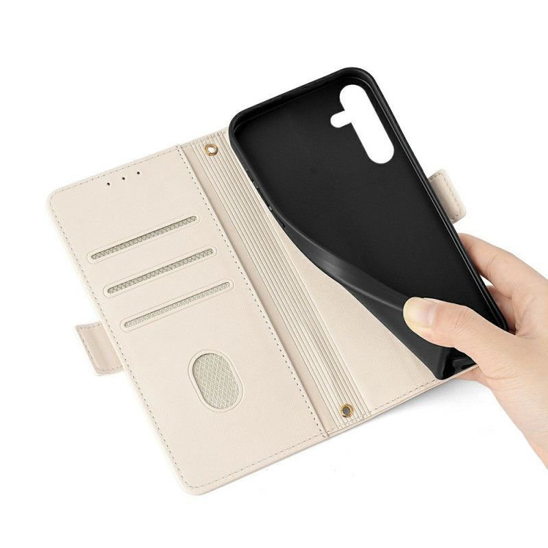 Housse Samsung Galaxy S25 5G Fermoir Style Métal à Lanière