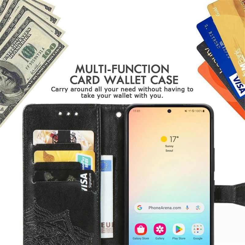 Housse Samsung Galaxy S25 5G Mandala Baroque à Lanière