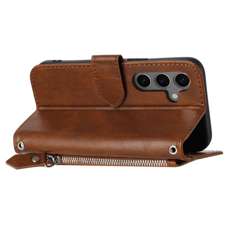 Housse Samsung Galaxy S25 5G Poche Zippée Lanière et Bandoulière