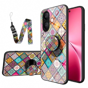 Coque Vivo V60 Lite Anneau-Support et Lanière Patchwork
