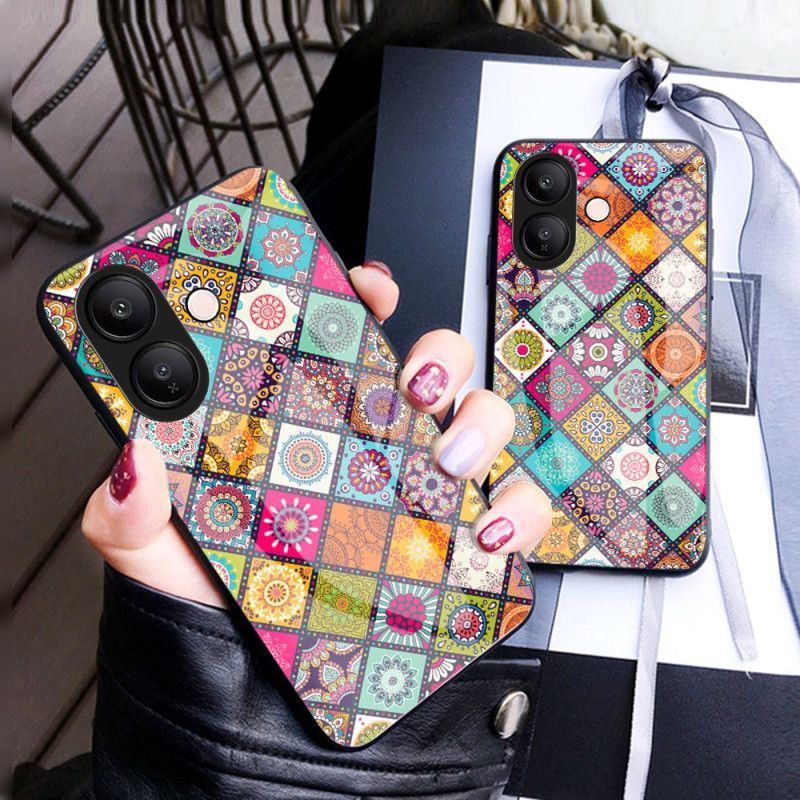 Coque Vivo V60 Lite Anneau-Support et Lanière Patchwork