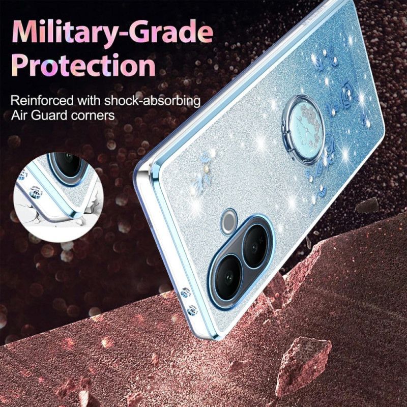 Coque Vivo V60 Lite avec Anneau-Support et Paillettes Dégradées