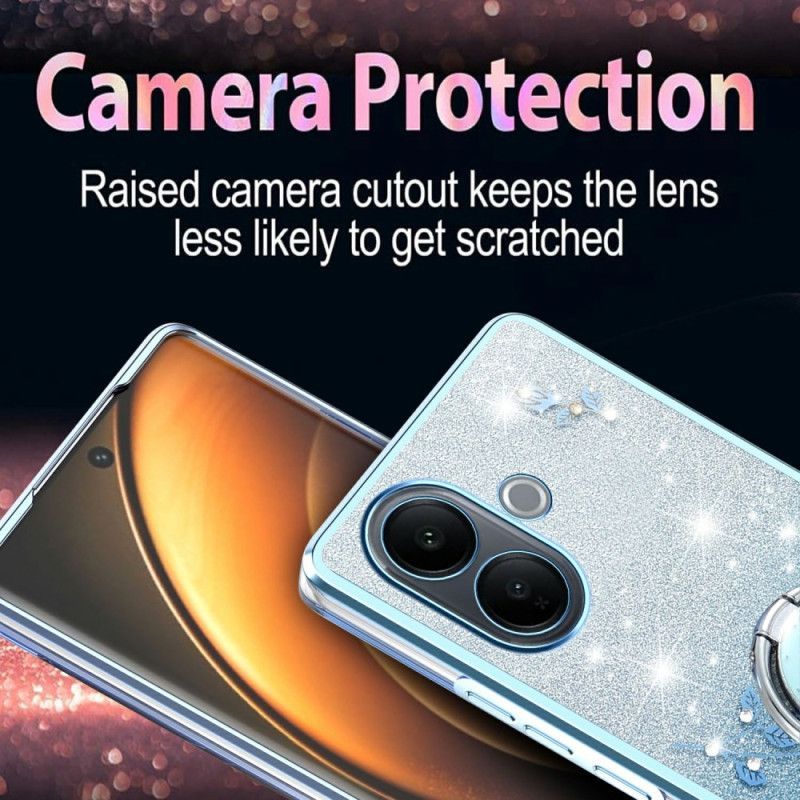 Coque Vivo V60 Lite avec Anneau-Support et Paillettes Dégradées