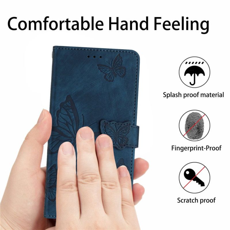 Housse iPhone 16 Plus Empreinte Papillons à Lanière