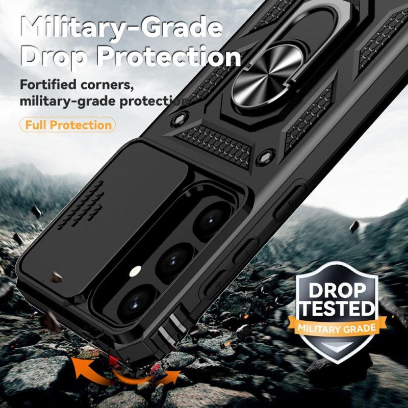 Coque Samsung Galaxy S25 Plus 5G Classique Anneau-Support et Protecteur Objectif