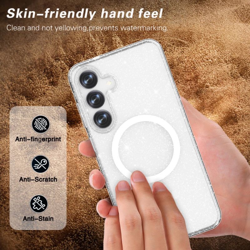 Coque Samsung Galaxy S25 Plus 5G Compatible MagSafe Dos Pailleté