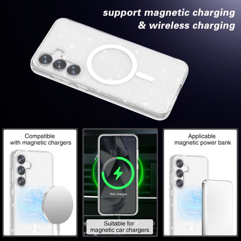 Coque Samsung Galaxy S25 Plus 5G Compatible MagSafe Dos Pailleté