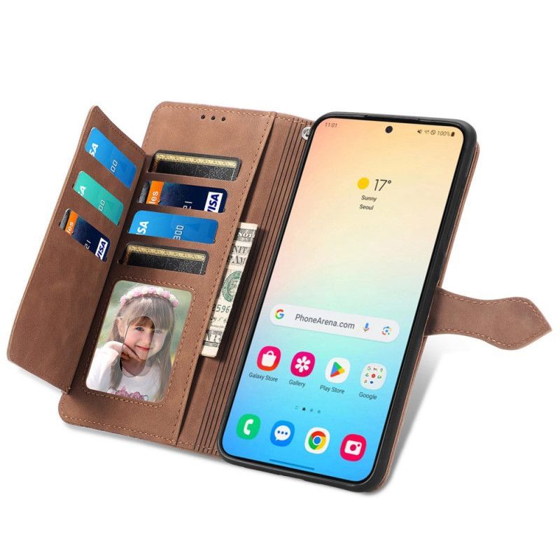 Housse Samsung Galaxy S25 Plus 5G Effet Daim Dentelle à Lanière