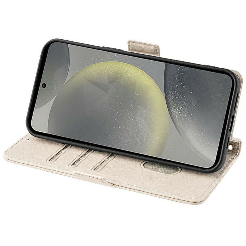 Housse Samsung Galaxy S25 Plus 5G Fermoir Doré à Lanière