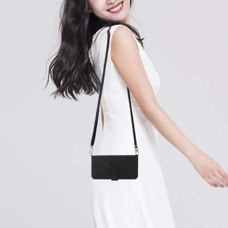 Housse Samsung Galaxy S25 Plus 5G Motif Floral et Sangles