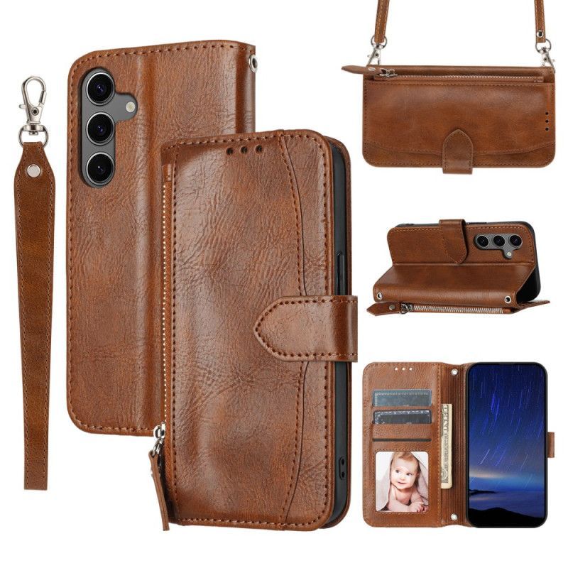 Housse Samsung Galaxy S25 Plus 5G Poche Zippée et Bandoulière