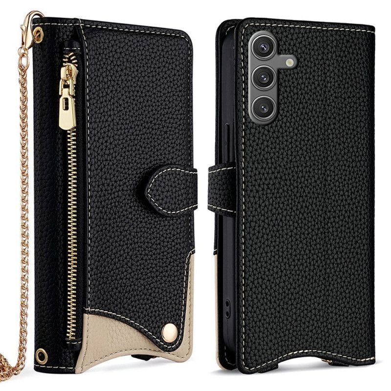 Housse Samsung Galaxy S25 Plus 5G Portefeuille avec Chaîne