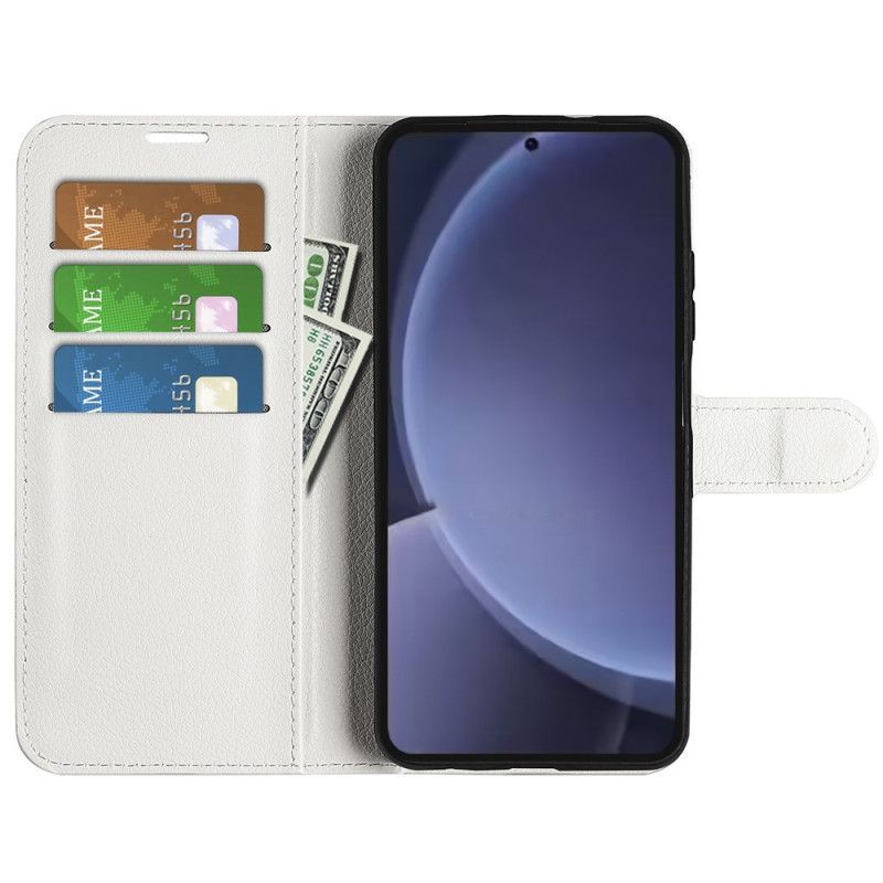 Housse Samsung Galaxy S25 Plus 5G Simili Cuir Litchi Classique