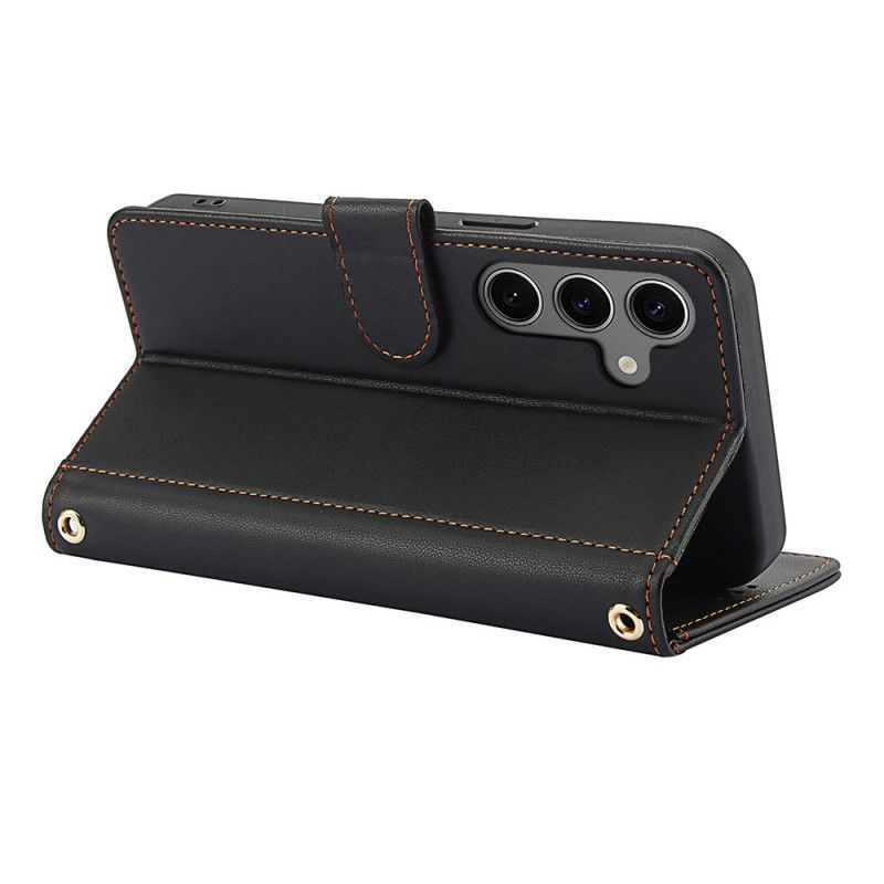 Housse Samsung Galaxy S25 Plus 5G Style Cuir avec Lanière